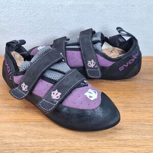 Evolv Eco-Trax Women's 7 EU 37.5 Rock Climbing Shoes Purple Black Made in USA